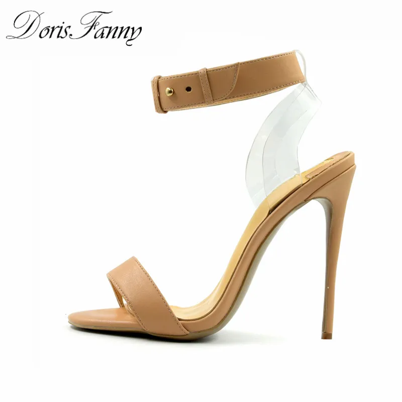 

DorisFanny women summer sandals Ankle Straps Clear Band open toe ladies sandals Sexy Thin High Heels Woman Dress Party Shoes