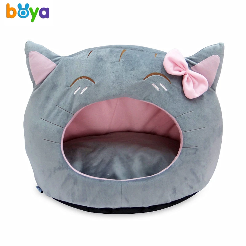 Boya новый милый кот лук кошка кровать зима теплая моющийся дом для маленьких собак
