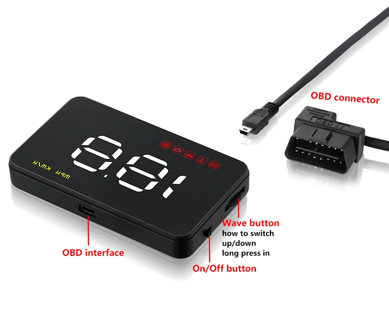Цифровой Автомобильный спидометр KUNFINE OBD2 с HUD дисплеем на лобовое стекло
