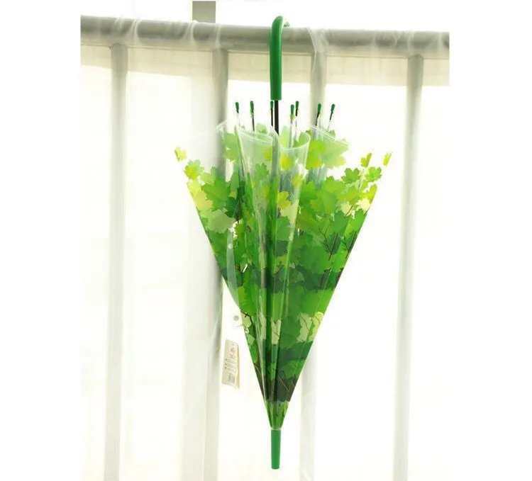 80cm diameter auto open transparent PVC falling leaves POE umbrella environmental protecting apollo dome princess EVA parasol |