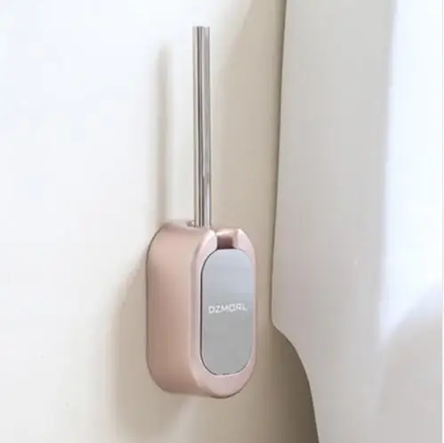 Rose gold Настенная щетка для унитаза из АБС-пластика, с длинной ручкой, без мертвых углов, набор аксессуаров для ванной комнаты - Цвет: Rose gold