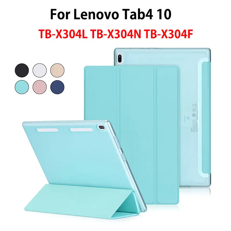 Супер тонкий чехол для lenovo TAB4 Tab 4 10 TB-X304L TB-X304F TB-X304N 10," Smart Cover Чехол Funda Чехол-книжка из искусственной кожи в виде ракушки+ Защитная пленка на экран+ подставка для ручек - Цвет: Green