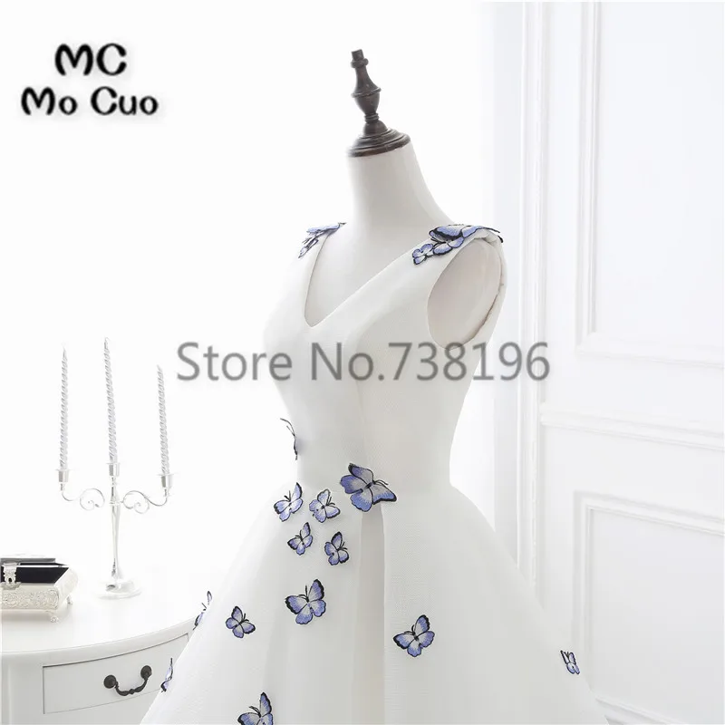 2017 г. Модное платье для встречи на родину короткое выпускного с аппликациями