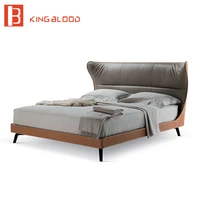 italian designer leather king queen size bed frame design metal leg for bedroom furniture