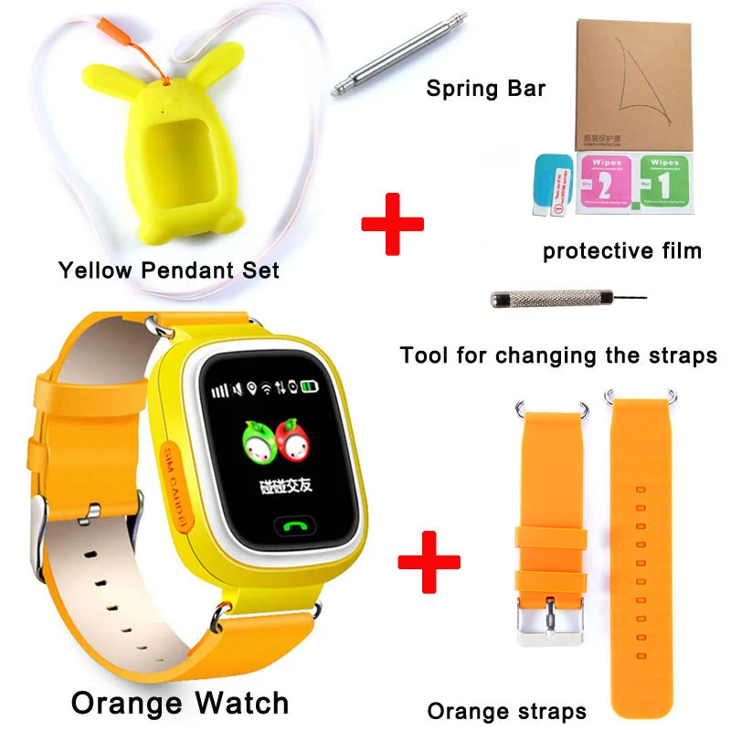 orange add strap set Q90 gps Детские Смарт-часы Детские Анти-потери часы с Wifi сенсорный экран SOS Вызов расположение устройства трекер для детей безопасный монитор - Цвет: orange add strap set