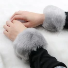 Утолщенные женские зимние теплые перчатки на запястье, браслет на запястье с искусственным Кроликом, нарукавник, теплый браслет на руку, подарок