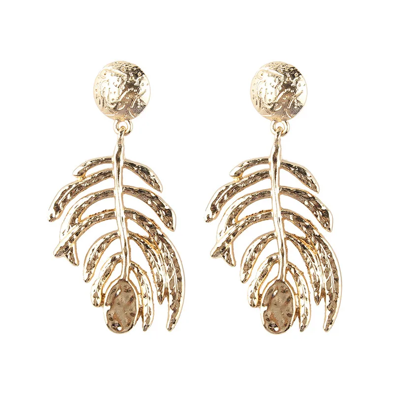gold color 3 Girlgo модные серьги в виде металлического листа для женщин геометрические длинные женские серьги-подвески Золото Серебро Цвет Винтаж Бижутерия - Окраска металла: gold color 3