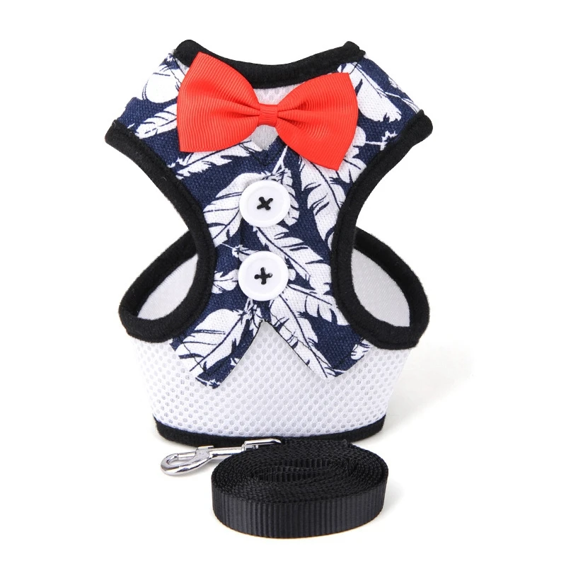 Pet Evening Dress Leash Collars Puppy Small Dog Harness Teddy Vest Butterfly Bow Tie Interactive Training Tools | Дом и сад