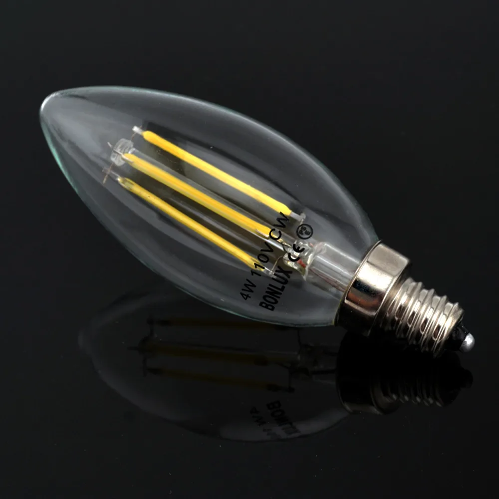 Затемнения 2 Вт 4 Led E14 лампа накаливания канделябры Light 220 В Европейский База LED