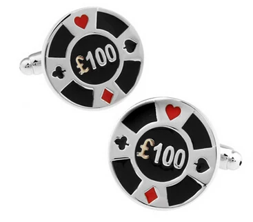 13 Мужские запонки Gamble серии КАЗИНО РУЛЕТКА кости, покер Jeton дизайн модные запонки оптом и в розницу - Окраска металла: 13