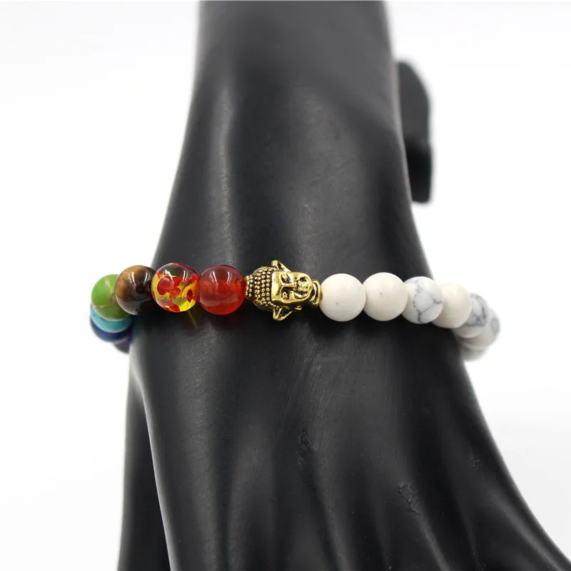 Модный 8 мм белый Howlite камень бисера 7 Чакра Исцеление баланс подвеска в виде