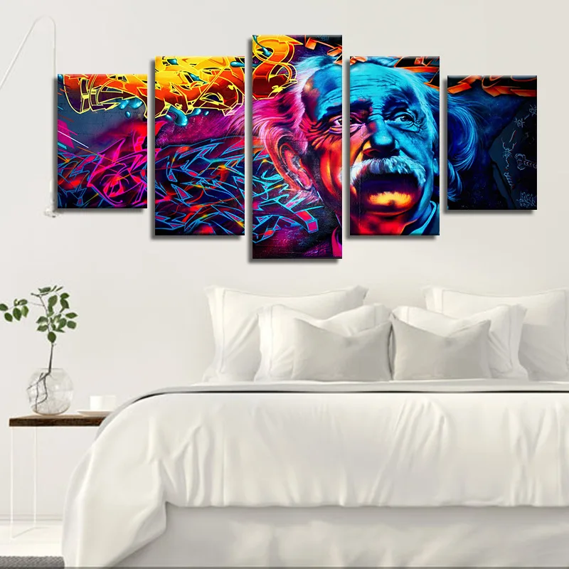 Персонаж украшения безрамные фрески пять красочных Einstein компьютер струйная