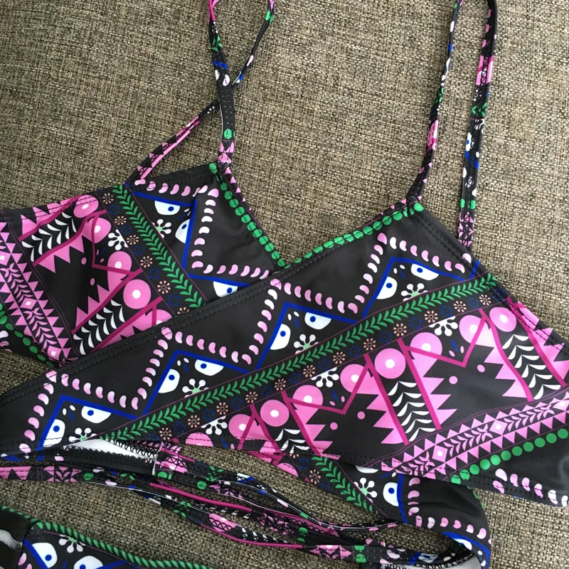 РЕТРО ПРИНТ крест-накрест сексуальный комплект бикини для женщин Maio Feminino Praia винтажный купальник женский купальник пляжная одежда купальный костюм