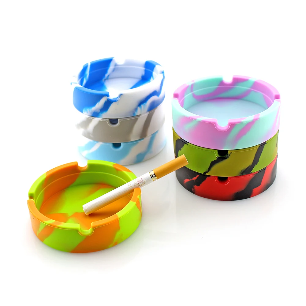 Round Silicone Ashtray Home Portable Outdoor Ash Tray Anti-scalding Cigarette Holder Eco-Friendly Smoking Accessorie |
