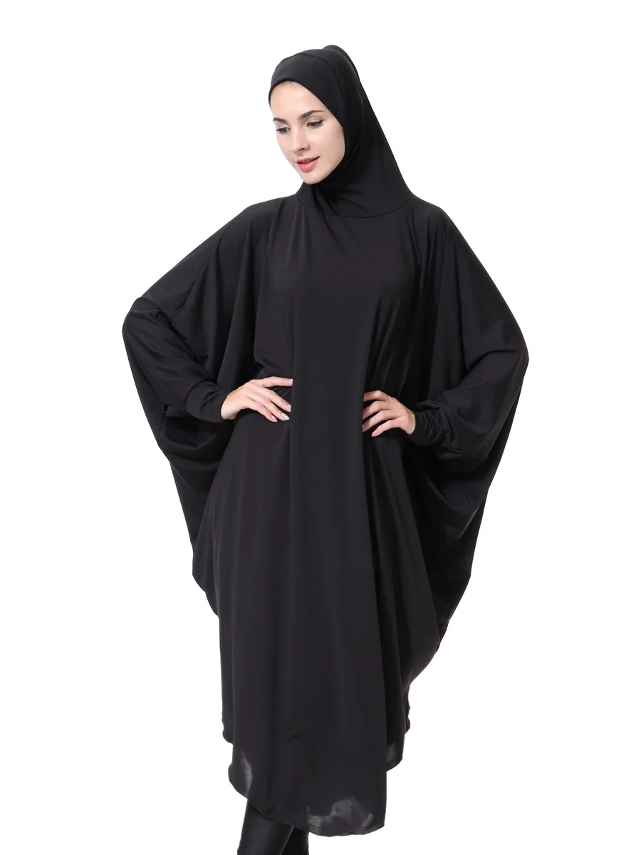Женское мусульманское длинное платье с накидкой Hijabs Abayas черное в мусульманском