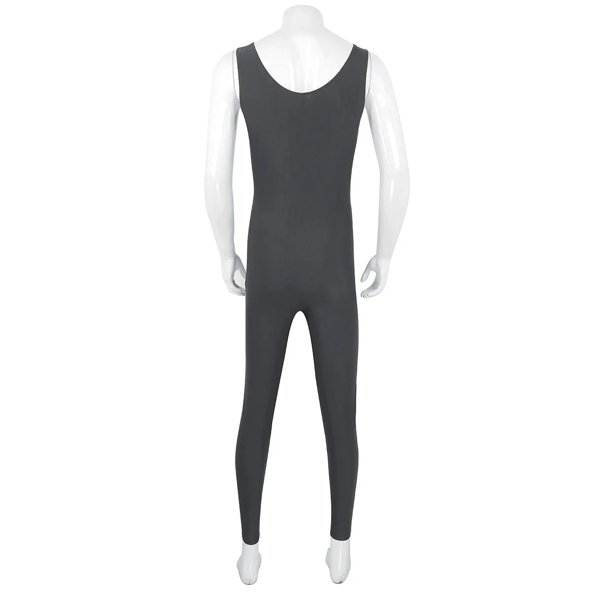 Grey Men ballet Leotard Dance bodysuit Well Fit Gymnastic leotard One Piece Scoop Neck Sleeveless Skin-Tight Vest Unitard Bodysuit - Цвет: Grey