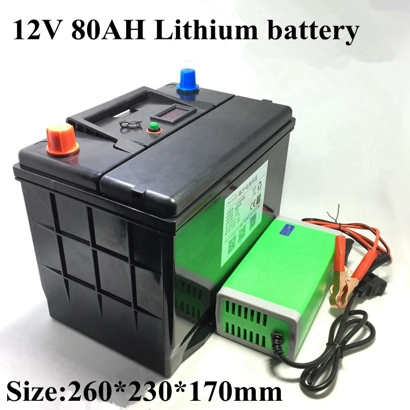 

12V 80AH Lithiun Ion Battery 12v Li Ion BMS 3S for Chargeable Inverter Solar Golf Cart Camp Medical Instrume +10A Charger