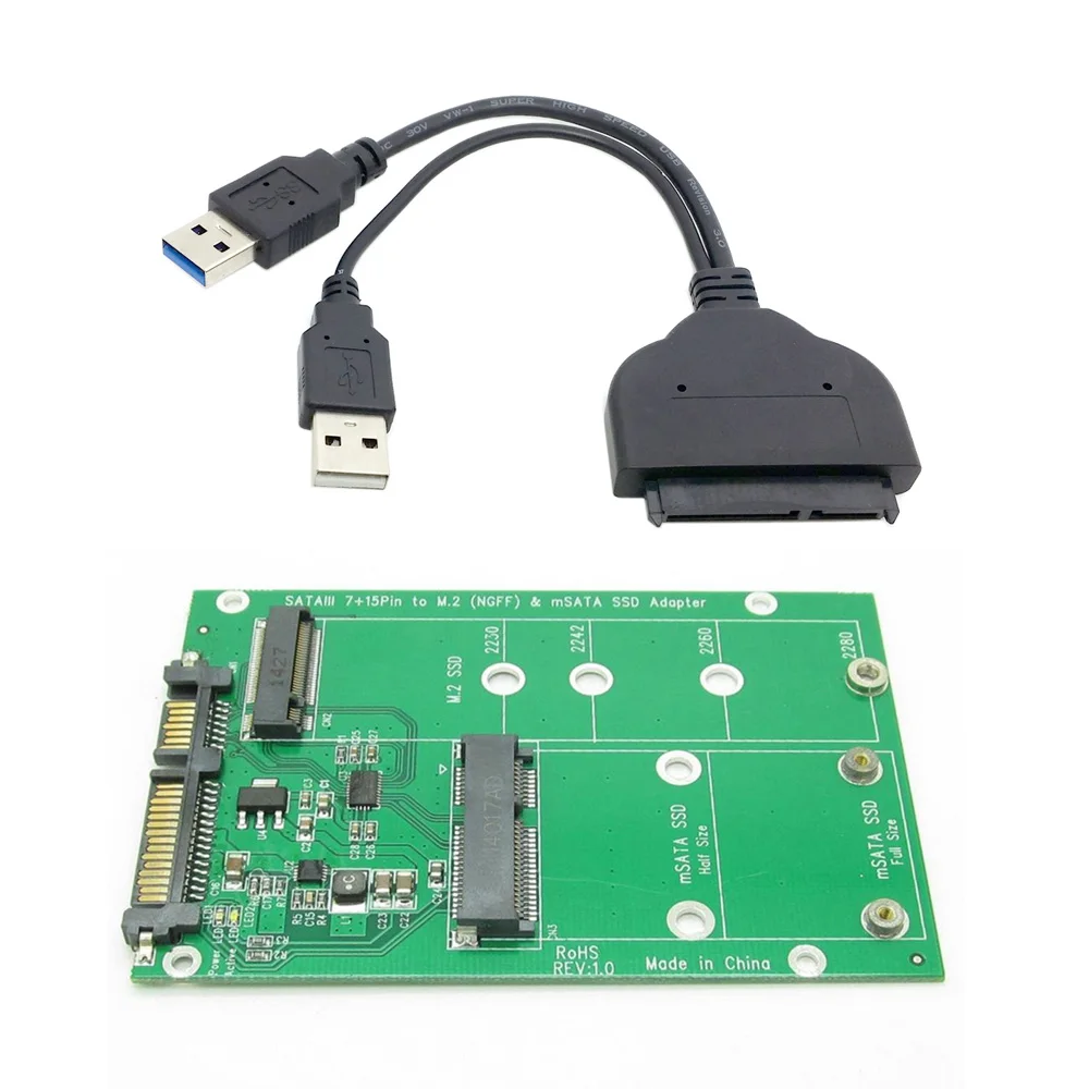 

Chenyang USB 3.0 to SATA 22pin 2.5" Hard Disk to 2 in 1 Combo 2 Lane M.2 NGFF & mSATA SSD Adapter Converter