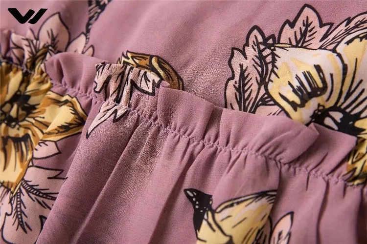 Разделение Высокая талия Малина Платья для женщин Boho оборками Длинные кружево до