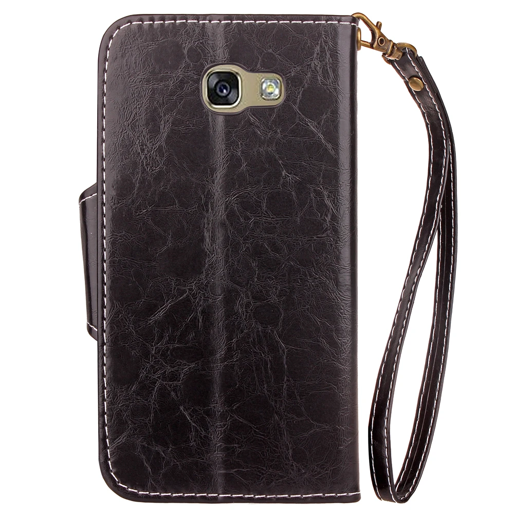 5 Colors Cover Phone Case For Samsung Galaxy A3 2017 A320 A320F 4.7&quot Flip Retro Oil Wax PU Leather TPU Shell Holster Bag Stand |