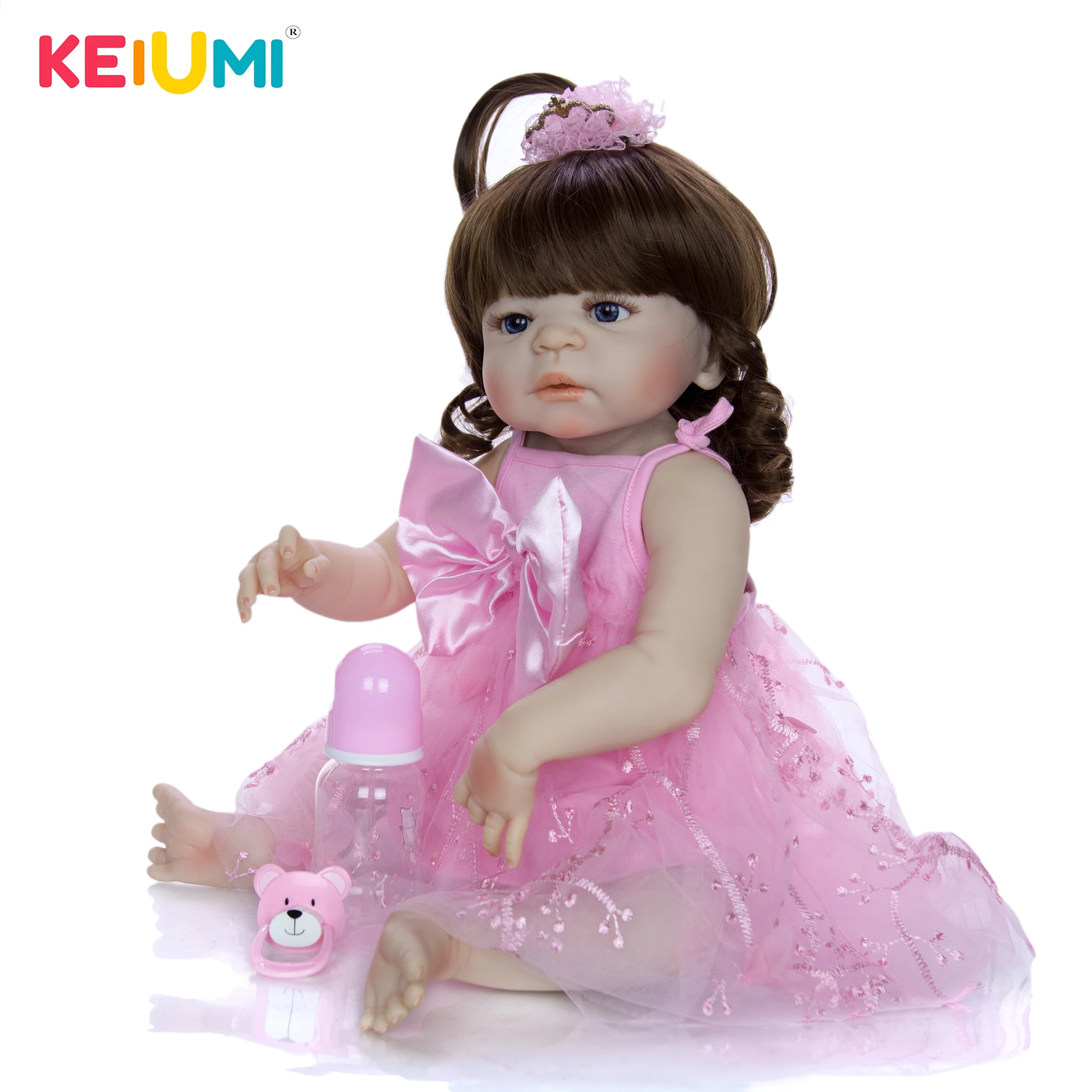 KEIUM 57cm Reborn Dolls Full Silicone Vinyl Girl Realistic Babies Toys For Christmas Gifts Lifelike Princess Newborn Doll | Игрушки и