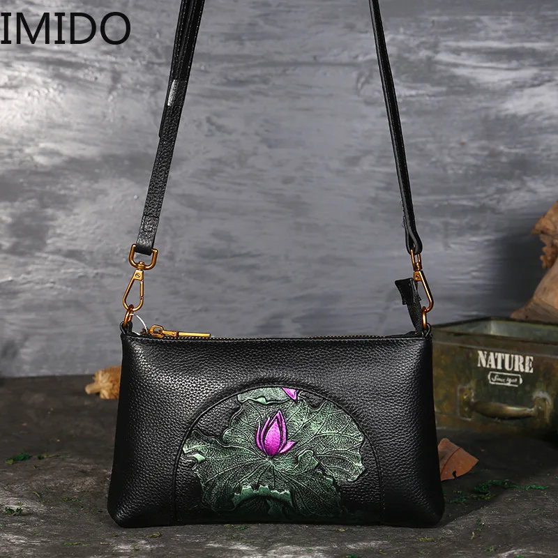 IMIDO 2019 винтажная кожаная женская сумка на одно плечо Диагональная Сумка большой