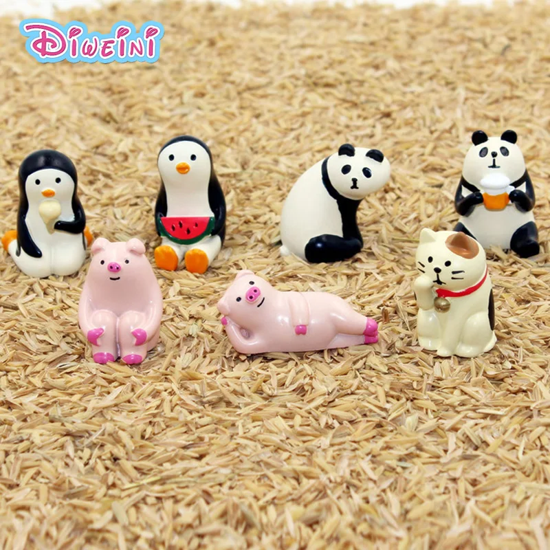 

Decole Series Pig Cat Panda Bear Penguin Cat Cat Model Miniature Figurine home Garden action Figures Decoration Girl toy gift