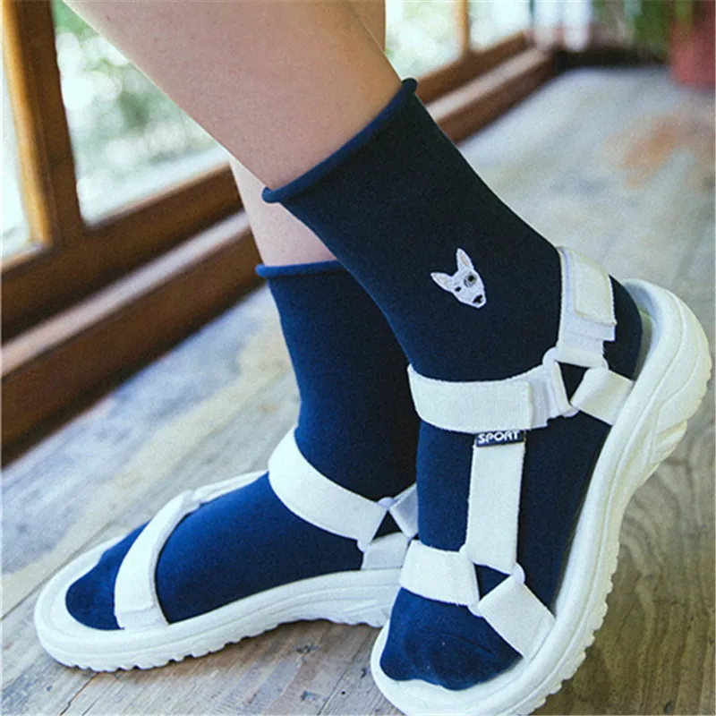 Японские милые свободные короткие носки с вышивкой для собак женские хлопковые