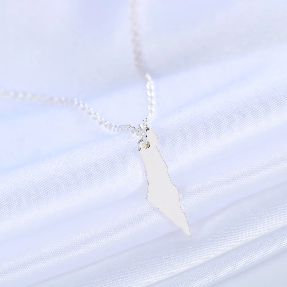 Kinitial 1 шт. цвета: золотистый серебристый карта Израиля Цепочки и ожерелья с