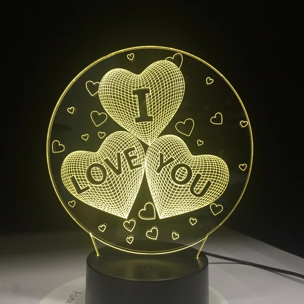 Новейший красочный 3D светильник I LOVE YOU USB акриловый светодиодный ночсветильник