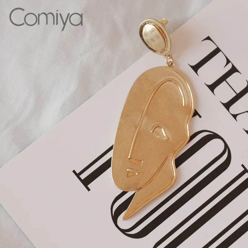 Comiya оптовая продажа цинковый сплав висячие серьги с узором лица для женщин в