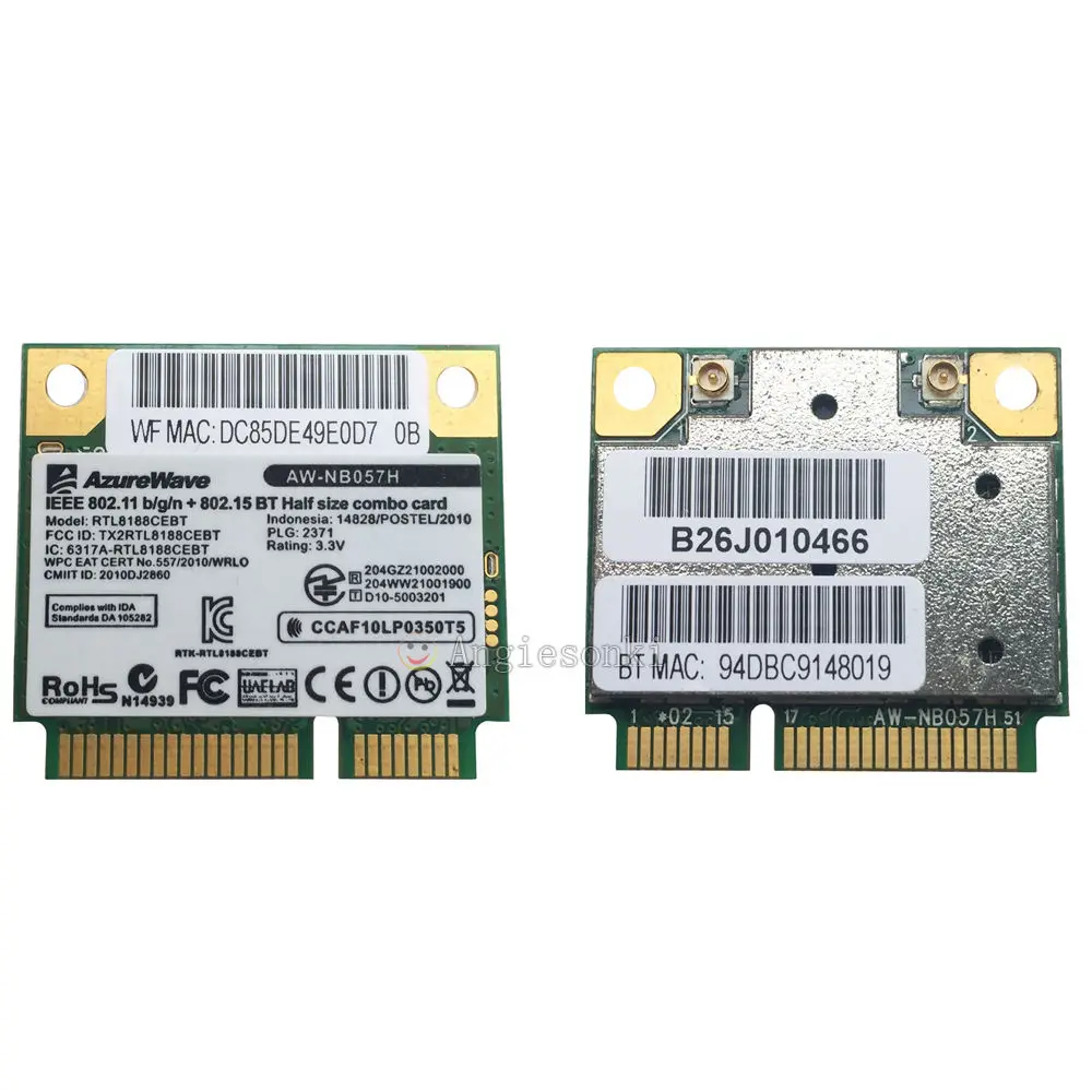 Realtek RTL8188CEBT 802,11 b/g/n WiFi+ BT 3,0 150Mbps Mini PCI-E Беспроводная WLAN комбинированная карта