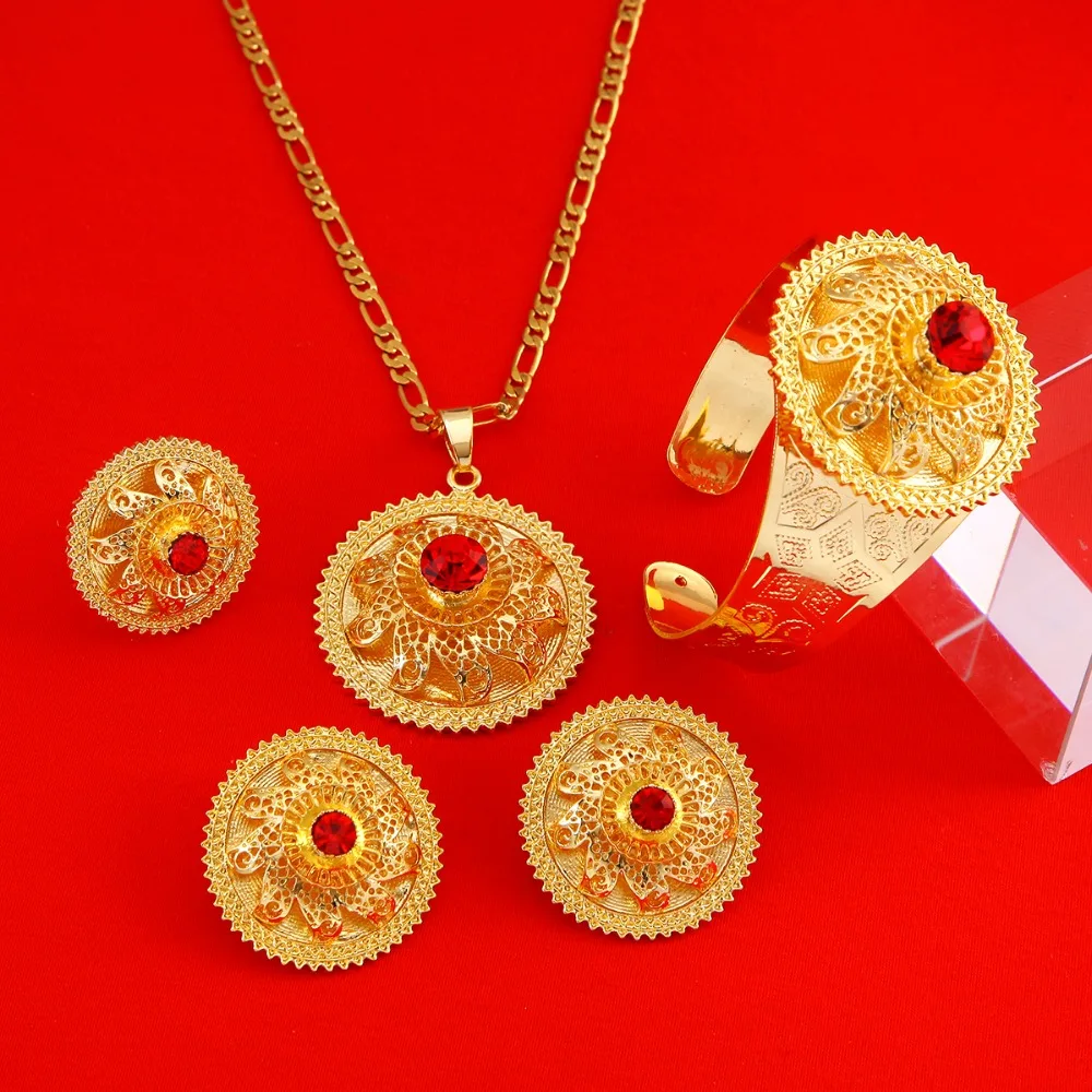 Комплект ювелирных изделий из колье серёг кольца и браслета|ethiopian jewelry set|sets