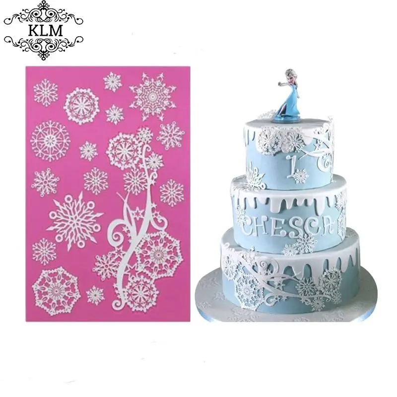 

KLM Christmas cake tools Snow Sleigh Lace Silicone Mould Cake decorated chocolate mold
