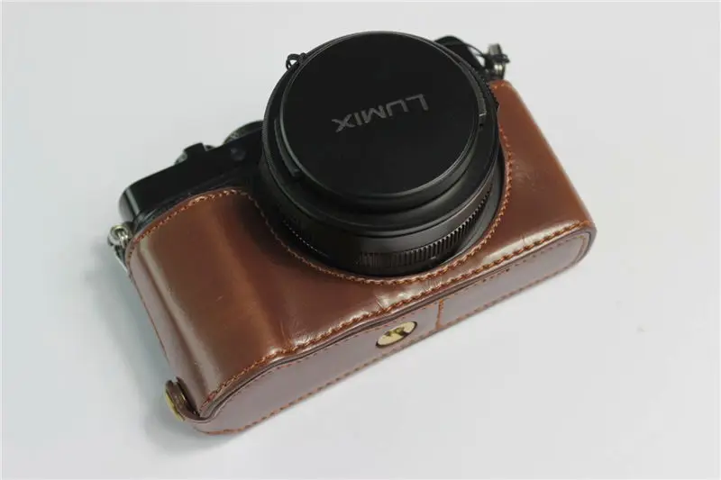 Coffe Черный/Coffe/коричневая камера PU кожаный нижний чехол для Panasonic Lumix LX-100 M2 LX100II Половина корпуса чехол - Цвет: Coffe