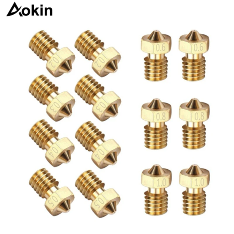 

10PCS V5 V6 M6 Threaded Nozzle 0.2 0.25 0.3 0.4 0.5 0.6 0.8 1.0mm for 1.75mm 3.0mm Filamnet Full Metal For E3D 3D Printer Parts