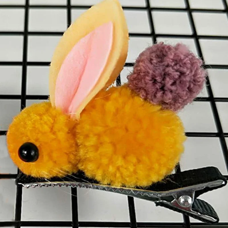 Hair Clip Yellow Резинка для волос для детей, 1 шт., кролик, дети, девочки, регулируемый плюшевый кролик с ушами, заколка для волос, повязка на голову, изящные подарки, животное - Цвет: Hair Clip Yellow