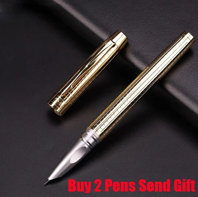Gold Fountain Pen Горячая брендовая Роскошная металлическая авторучка для офисных работников Милая подарочная металлическая ручка купить 2 ручки отправить подарок - Цвет: Gold Fountain Pen