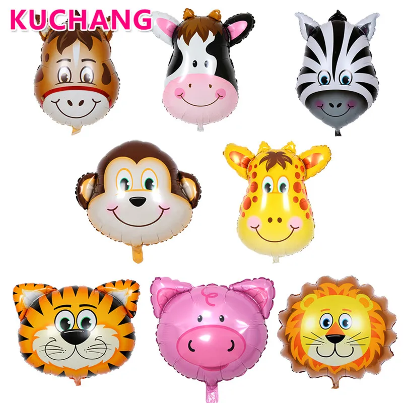 

5pcs/lot Animal Head Shaped Foil Balloons Kids Toys Gifts Farm Theme Birthday Party Decorations Supplies Helium Inflatable Globo