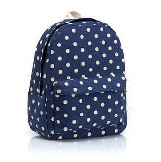 

New fresh casual canvas rucksack women fashion school bag unisex Polka Dot printing backpack double shoulder satchel