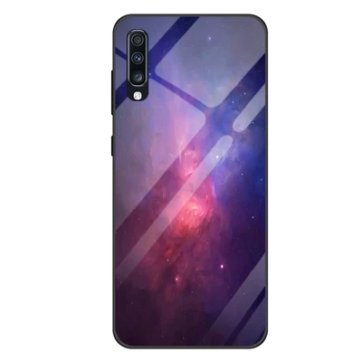 Для samsung galaxy A50 A5050 чехол звездное небо закаленное стекло+ ТПУ Край тонкий Жесткий задний Чехол A505F 6," бампер чехол для телефона s - Цвет: A10