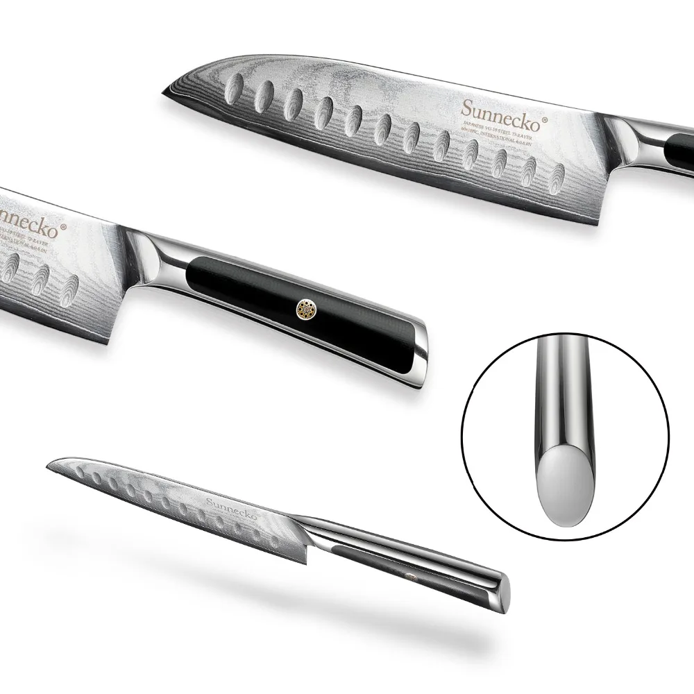 SUNNECKO Премиум 7 дюймов нож Santoku Дамасская сталь японский VG10 ядро лезвие кухонные