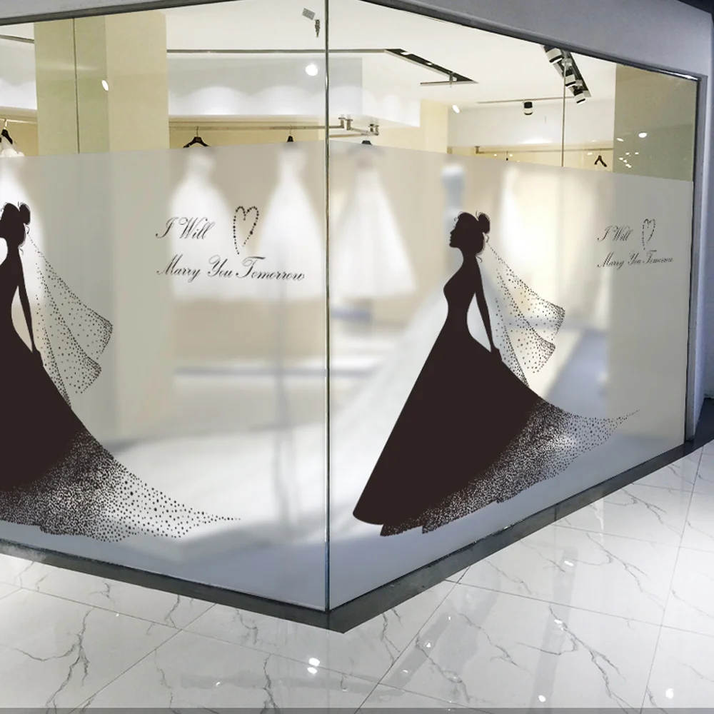 XXXL Size Glass Decorative Film Wedding Dress Pure Black Advanced PVC Frosted Transparent Opaque Art Decal Digital Print BLT1280 | Дом и сад