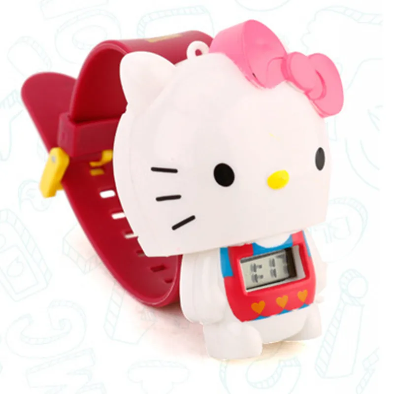 hello kitty Детские часы Relogio Infantil hello kitty детские Мультяшные часы модные детские часы для девочек и мальчиков милые резиновые кожаные электронные часы подарки - Цвет: hello kitty