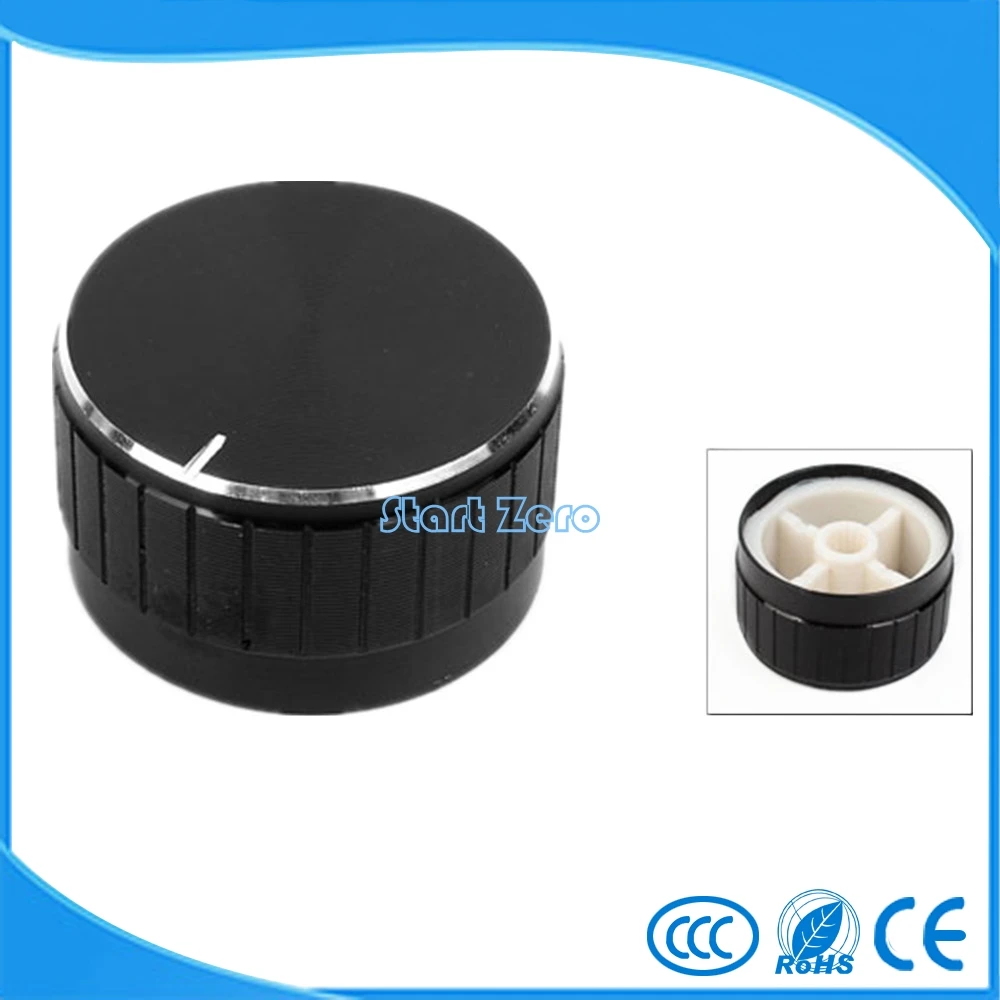 2 шт. алюминиевые ручки для регулировки громкости черные 6 мм диам. вкатанный вал