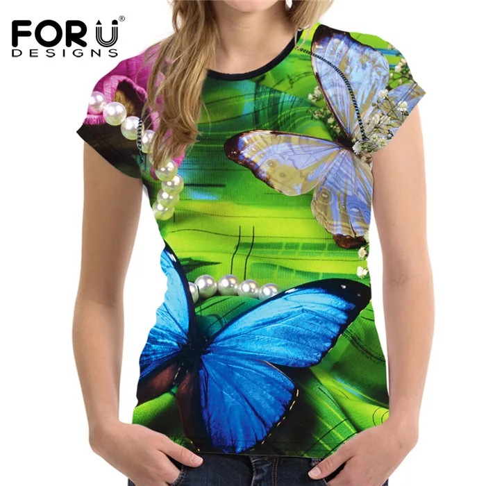 FORUDESIGNS/ модная футболка женская с принтом бабочки футболка Wonder women Harajuku Топ медовая футболка Повседневная Весенняя футболка s-xxl - Цвет: Z676BV