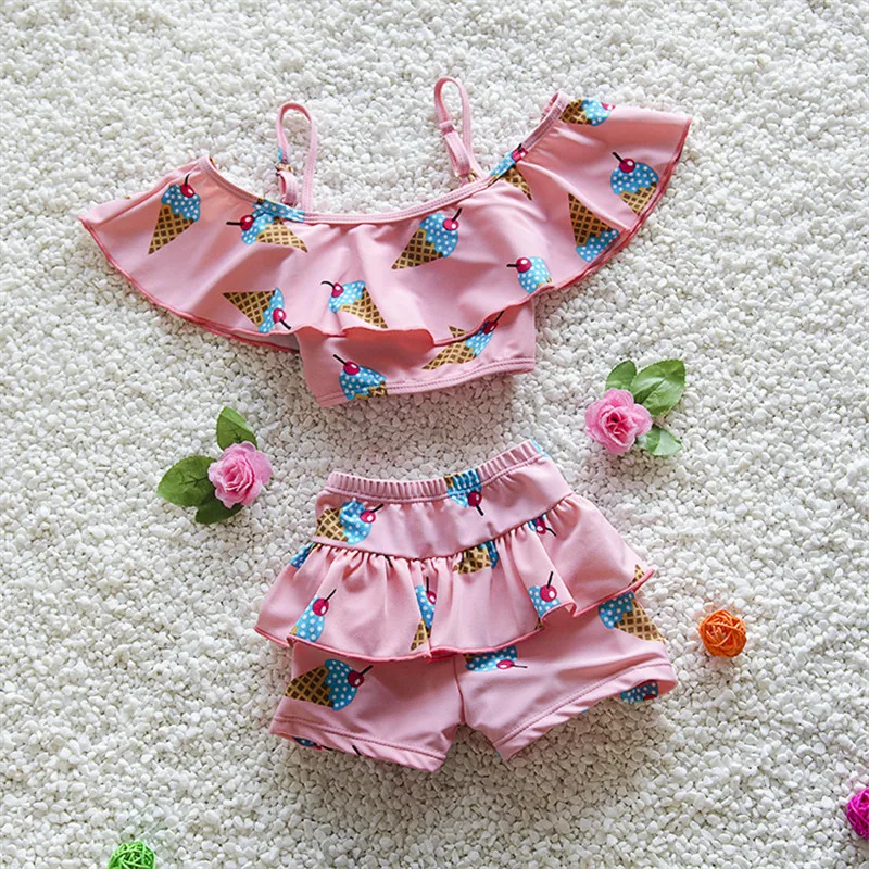 Бесплатная доставка Новинка 2019 года детский купальный костюм для девочек бикини