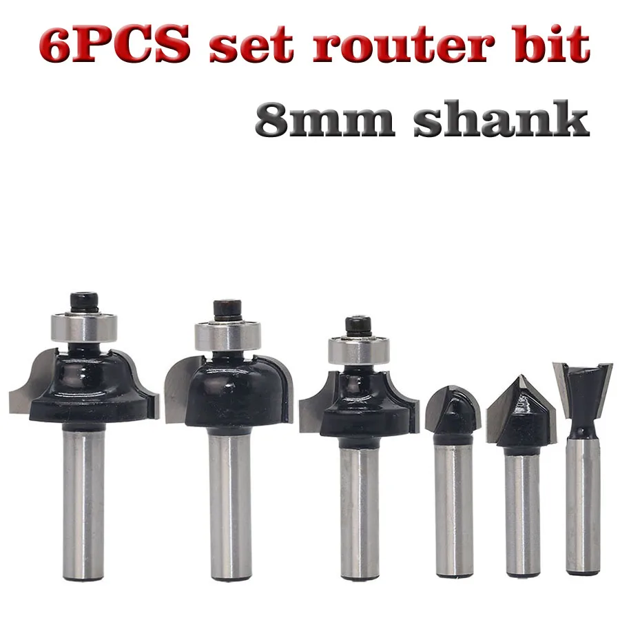 

Фреза по дереву с хвостовиком 8 мм, насадка для прямой концевой фрезы, триммера, для очистки, утапливания, отделки, угловой круглый корпус, би...