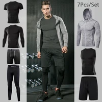mens tight sportwear suit gym running fitness jogging sport wear compression leggings training pants workout sport clothes sets