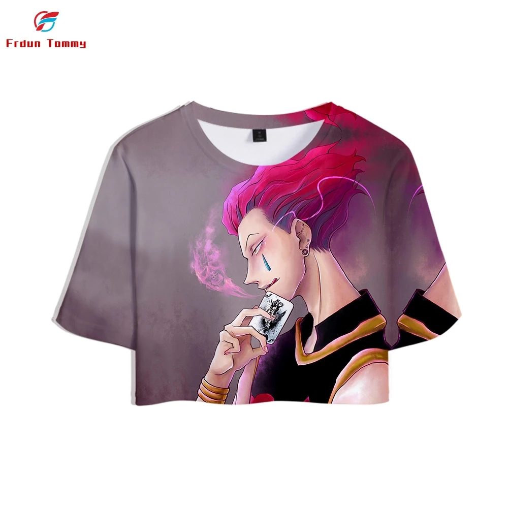 Женская футболка с объемным рисунком hisoka повседневная крутая укороченная